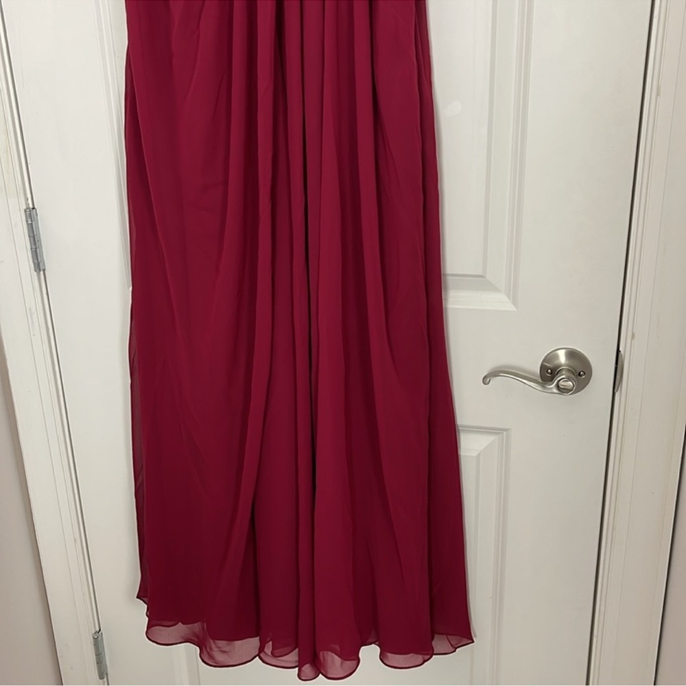 Azazie audrianna burgundy Maxi dress Formal Evening Bridesmaid - Picture 8 of 13